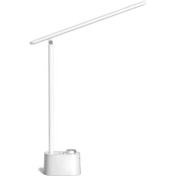 White LED Desk Lamp with USB Charging Ports Dimmable Foldable Eye Care Light - Picture 1 of 7